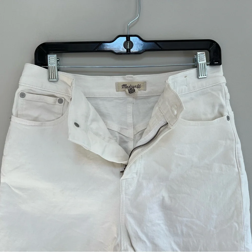 Madewell The ‘90s Straight Crop Jean with Raw Hems in Tile White, size 28